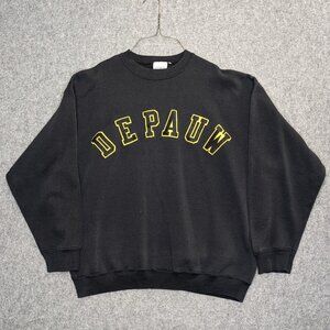 Vintage DePauw University Tigers Sweatshirt Black XL Collegiate Pacific USA Made